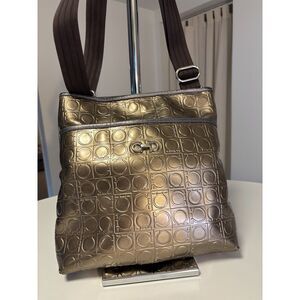 Salvatore Ferragamo Gancini shoulder/cross body bag gold-bronze metallic hue